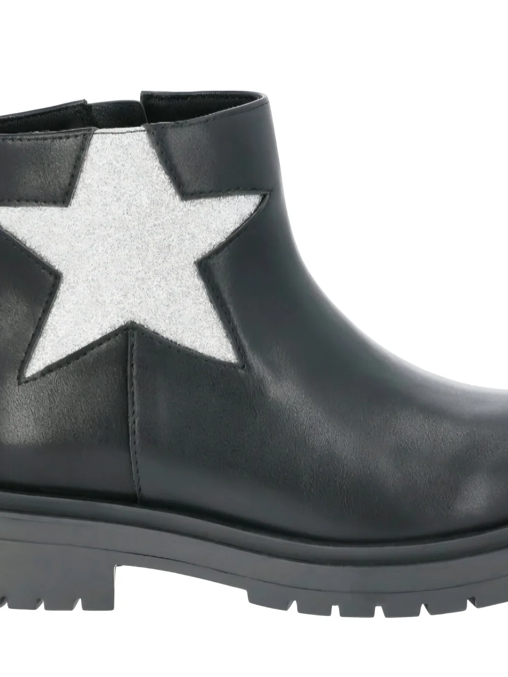 Little Girls Black Ankle Boots with Silver Glitter Star Size 2 NWT